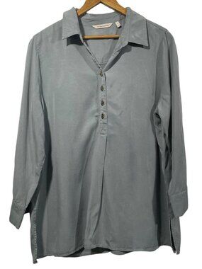 Soft Surroundings Hutton Popover Tunic Top Back Buttons Sea Green XL Lagenlook